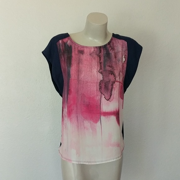 Watercolor cap sleeve top - Picture 1 of 4